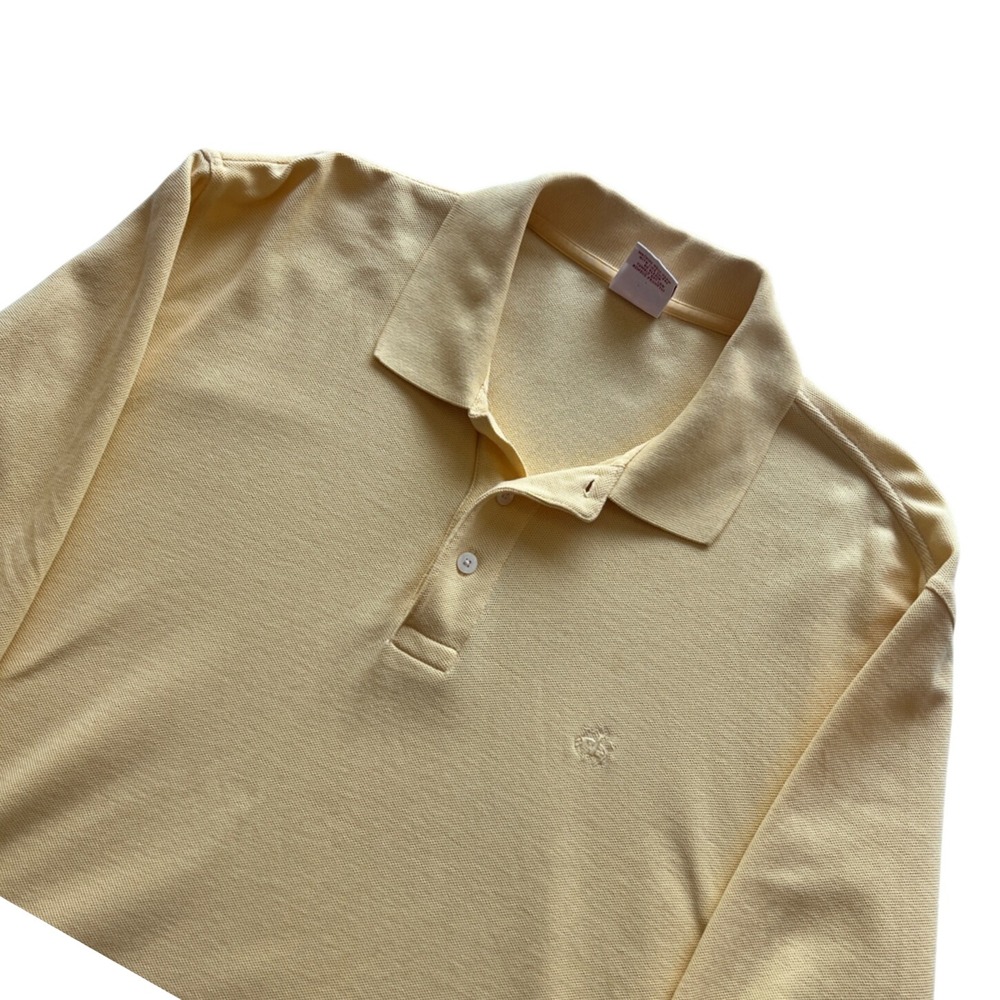 Brooks Brothers 346 Mens L Long Sleeve Performance Polo Yellow Cotton Pique